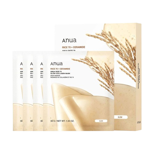 Гідрогелева колагенова маска anua rice 70 glow collagen mask для сяйва шкіри обличчя, 38 г Гідрогелева колагенова маска anua rice 70 glow collagen mask для сяйва шкіри обличчя, 38 г